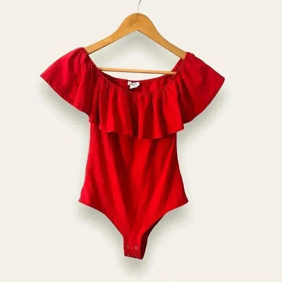 J crew  off the shoulder ruffle bodysuit S - Picture 1 of 5